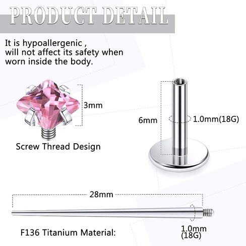 20G 18G 16G داخليًا متمة ASTM F136 Titanium أنف أنف رنين الأزرار المسطحة الظهر الأزرار G23 Titanium tragus helix الأقراط الغضروف in Saudi Arabia