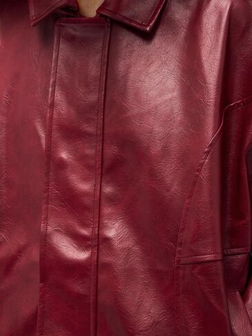Aelfric Eden Faux Leather Jacket Oversized Vintage Motorcycle Jackets Moto Coats Unisex Streetwear Jacket Burgundy in Saudi Arabia