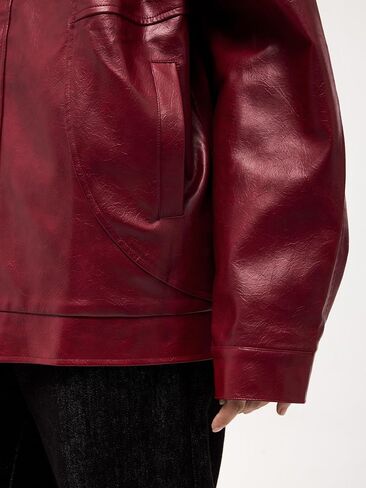 Aelfric Eden Faux Leather Jacket Oversized Vintage Motorcycle Jackets Moto Coats Unisex Streetwear Jacket Burgundy in Saudi Arabia