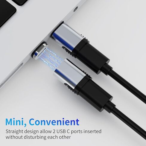 محول مغناطيسي USB C بقوة 100 وات، قطعتان محول USB C مغناطيسي 11 دبوسًا مع شحن سريع PD، نقل بيانات بسرعة 480 ميجا بت في الثانية لأجهزة MacBook Pro/Air، أجهزة من النوع C (مستقيم، محولان، 4 مقابس) in Saudi Arabia