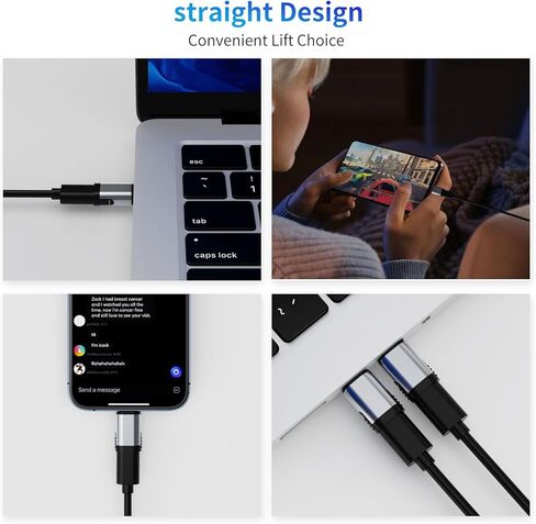 محول مغناطيسي USB C بقوة 100 وات، قطعتان محول USB C مغناطيسي 11 دبوسًا مع شحن سريع PD، نقل بيانات بسرعة 480 ميجا بت في الثانية لأجهزة MacBook Pro/Air، أجهزة من النوع C (مستقيم، محولان، 4 مقابس) in Saudi Arabia