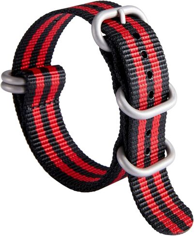 BINLUN Nylon Watch Strap Thick Premium Ballistic Multicolor Bands for Men Women 18mm 19mm 20mm 21mm 22mm 23mm 24mm with Military Heavy Duty 5 Rings Silver/Black Stainless Steel Buckle in Saudi Arabia