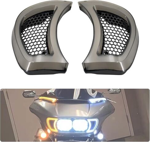 Motorcycle Headlight Vent Accent LED Indicator Side Lights with Turn Signal and Running Light Fit for Harley Road Glide FLTRX FLTRXS CVO Ultra 2015-2023 Smoke in Saudi Arabia