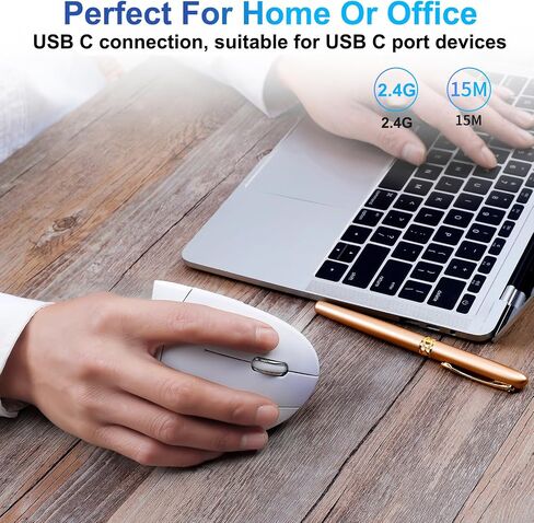 Type C Vertical Wireless Mouse, 2.4G USB C Wireless Mouse, Ergonomic Mouse with Type C Receiver for MacBook, Computer, Laptop and All Type C Devices in Saudi Arabia