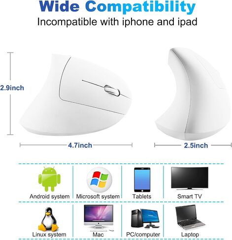Type C Vertical Wireless Mouse, 2.4G USB C Wireless Mouse, Ergonomic Mouse with Type C Receiver for MacBook, Computer, Laptop and All Type C Devices in Saudi Arabia