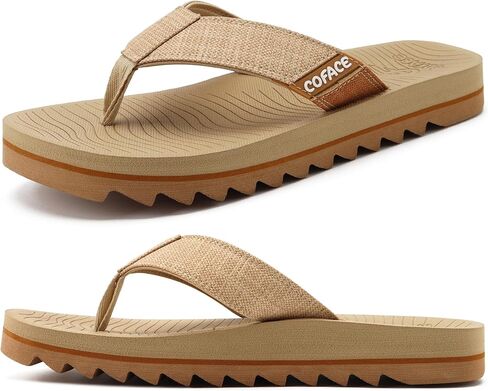 COFACE Flip Flops for Men with Arch Support Mens Sport Beach Thong-Sandals Outdoor 2025 Summer Leather Sandal for Man in Kuwait