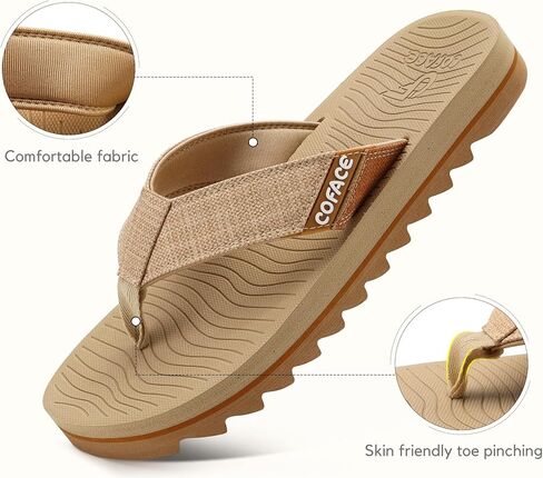 COFACE Flip Flops for Men with Arch Support Mens Sport Beach Thong-Sandals Outdoor 2025 Summer Leather Sandal for Man in Kuwait