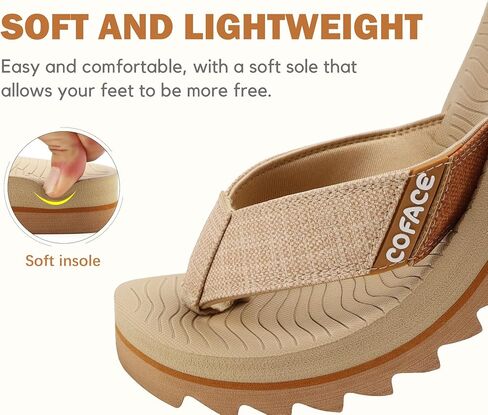 COFACE Flip Flops for Men with Arch Support Mens Sport Beach Thong-Sandals Outdoor 2025 Summer Leather Sandal for Man in Kuwait