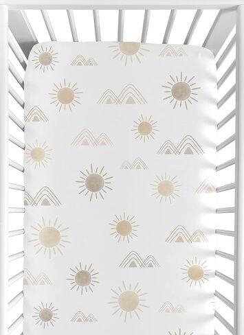 Sweet Jojo Designs Boho Desert Sun Girl Fitted Mini Crib Sheet Baby Nursery for Portable Crib or Pack and Play - Blush Pink Mauve Gold Taupe Bohemian Watercolor Mountains Southwest Nature Minimalist in Saudi Arabia