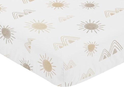 Sweet Jojo Designs Boho Desert Sun Girl Fitted Mini Crib Sheet Baby Nursery for Portable Crib or Pack and Play - Blush Pink Mauve Gold Taupe Bohemian Watercolor Mountains Southwest Nature Minimalist in Saudi Arabia
