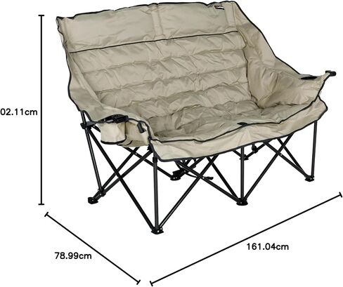 Lippert Big Bear Sand Folding Camping Loveseat with 500-lb. Weight Capacity, Durable Mesh Fabrics, High-Loft Cushioning, Dual Cupholders, Storage Pocket, Zippered Carrying Bag - 2023053718 in Kuwait