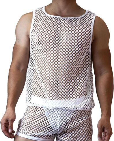 JOCKMAIL Men's Mesh Tank Top Men's Mesh Fitted Sleeveless Muscle Vest Hollow Out Tank Top in Saudi Arabia