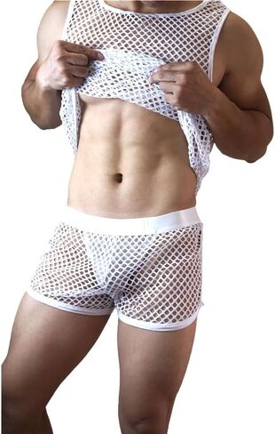 JOCKMAIL Men's Mesh Tank Top Men's Mesh Fitted Sleeveless Muscle Vest Hollow Out Tank Top in Saudi Arabia