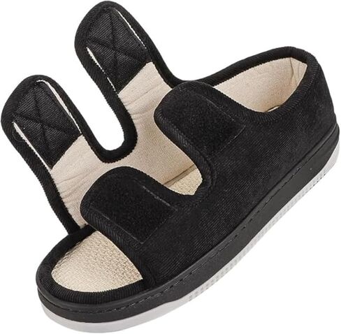 Diabetic Sandals for Men Wide Width Edema Swollen Slippers Adjustable Open Toe Surgical Shoes Anti-skid Breathable Orthopedic Footwear Memory Foam Soft Elderly Sandals in Saudi Arabia