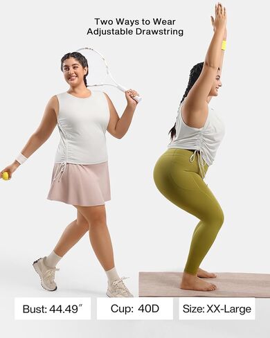 Plus Size Tank Tops for Women Drawstring Sleeveless Quick Drying Tennis Shirts Loose Fit Running Golf Pickleball Outfits in Kuwait