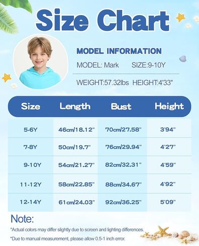 Hotfiary Boys Hooded Rash Guard Long Sleeve Swim Shirt UPF 50+ Sun Shirt Thumbhole Pocket Fishing Surfing Water Beach Hoodie in Saudi Arabia