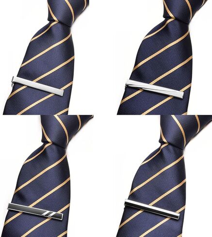 4Pcs Fashion Tie Clip Set for Men Classic Black Silver 2.4" Tie Bar for Regular Necktie Wedding Business Holiday Jewelry in Saudi Arabia