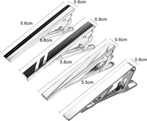 4Pcs Fashion Tie Clip Set for Men Classic Black Silver 2.4" Tie Bar for Regular Necktie Wedding Business Holiday Jewelry in Saudi Arabia
