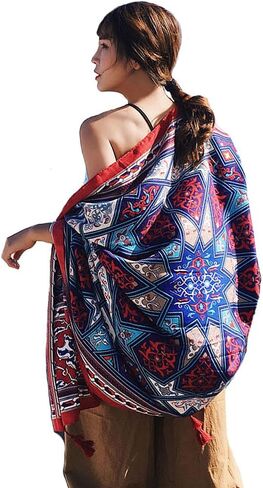 Beach Shawl &Wrap for Women Summer Scarfs Cotton&Linen Boho Sunscreen Tassel Fashion Scarves 70.8 "x35.4/180x90CM in Kuwait