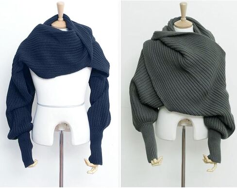 Knit Shawl Wrap for Women - Ladies Fringe Knitted Poncho Cardigan Cape - Winter Autumn Warm Scarf Shawl with Sleeves (Beige) in Saudi Arabia