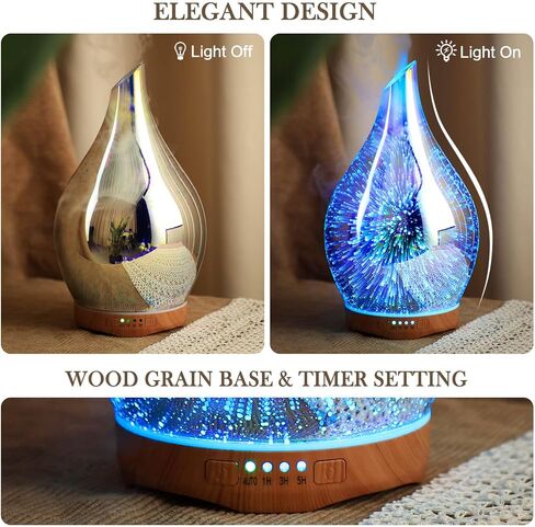 Porseme 280ml Essential Oil Diffuser, Aroma Ultrasonic Humidifier with Remote Control, BPA Free, Auto Shut-Off, Timer Setting in Saudi Arabia