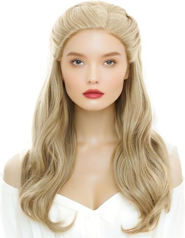 Long Middle Part Blonde Wavy Ombre Synthetic Hair Wigs for women Anime Cosplay Halloween Costume Party Show Daily Use Wig in Saudi Arabia