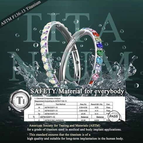 Bodybonita G23 Titanium أنف حلقات الأطواق - AB/قوس قزح/CLAL CZ الأنف الثقب 16/18/20G حلقات الحاجز الغضروفية حلزوني روك Tragus Lebe أقراط الجسم المجوهر in Kuwait