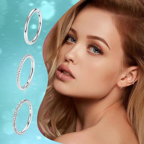 FUNLMO 3Pcs Nose Rings 316L Surgical Steel Septum Rings Tragus Helix Conch Rook Daith Piercing Jewelry Cartilage Earring Lip Rings for Women Men in Saudi Arabia