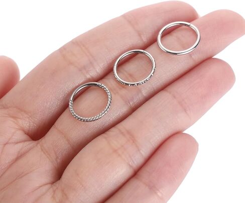 FUNLMO 3Pcs Nose Rings 316L Surgical Steel Septum Rings Tragus Helix Conch Rook Daith Piercing Jewelry Cartilage Earring Lip Rings for Women Men in Saudi Arabia