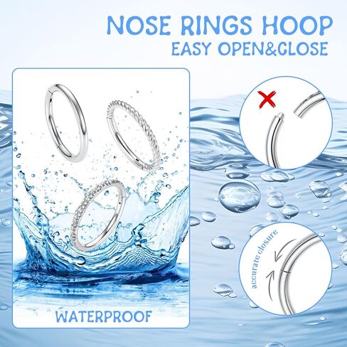 FUNLMO 3Pcs Nose Rings 316L Surgical Steel Septum Rings Tragus Helix Conch Rook Daith Piercing Jewelry Cartilage Earring Lip Rings for Women Men in Saudi Arabia