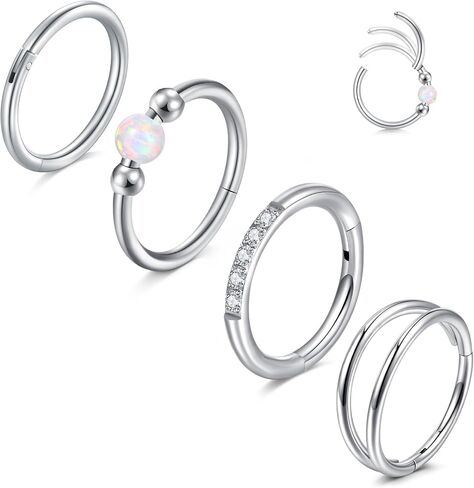 خواتم الأنف ZoLure Hoop Hoops Flove Ring للنساء Men Cz Opal 18G مفصلي مجوهرات ثقب الفرس in Kuwait