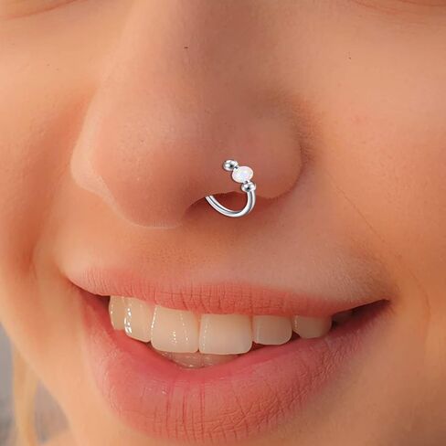 خواتم الأنف ZoLure Hoop Hoops Flove Ring للنساء Men Cz Opal 18G مفصلي مجوهرات ثقب الفرس in Kuwait