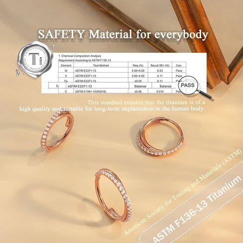 Bodybonita G23 Titanium أنف حلقات الأطواق - AB/قوس قزح/CLAL CZ الأنف الثقب 16/18/20G حلقات الحاجز الغضروفية حلزوني روك Tragus Lebe أقراط الجسم المجوهر in Kuwait