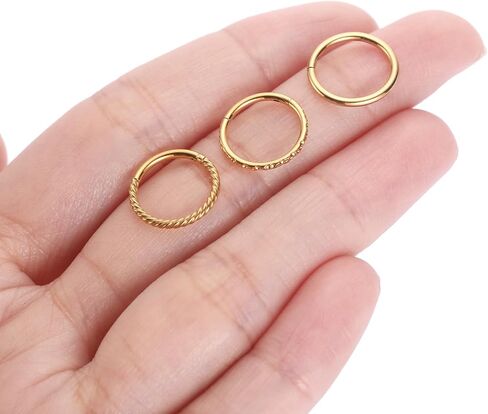 Funlmo 3pcs خواتم الأنف 316L من الصلب الجراحي حلقات الحاجز الحاجز Tragus Helix Conch Rook Daith Jewelry Charilage حلقات الشفاه للنساء الرجال in Saudi Arabia