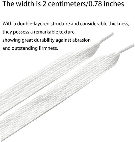 CHZM501 2 Pairs 2CM Fat Wide Jumbo Thick Flat Campus ShoeLaces for Sneakers,3/4" Fat Wide Shoe laces for Sneakers in Kuwait