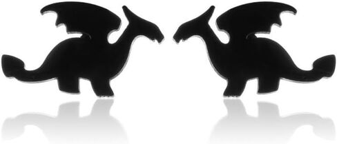 Punk Animals Earrings Black Men's Earrings Dinosaur Spider Bat Wolf Stainless Steel Little Stud Earrings Piercing Jewelry Earrings for Women Men in Saudi Arabia