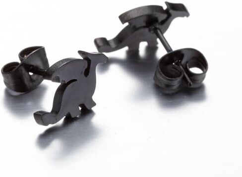 Punk Animals Earrings Black Men's Earrings Dinosaur Spider Bat Wolf Stainless Steel Little Stud Earrings Piercing Jewelry Earrings for Women Men in Saudi Arabia