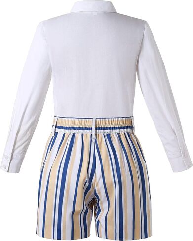 Pettigirl Girls Summer Elegant Blue Striped Lace Sundress Clothes Kids Birthday Prom Princess Dresses with Headband in Saudi Arabia