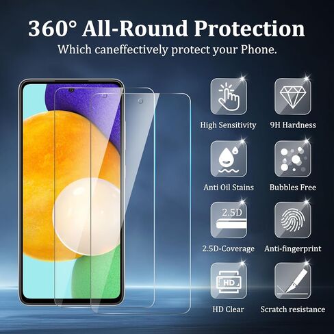 [3+2] 3 Pack Screen Protector for Samsung Galaxy A51 4G / 5G with 2 Pack Camera Lens Protector, 9H Hardness Tempered Glass,Anti-Scratch,Case Friendly,Premium HD Clarity in Saudi Arabia
