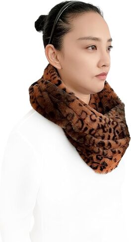 Lina & Lily Leopard Animal Print Women's Winter Infinity Scarf Double Loop Faux Fur in Saudi Arabia