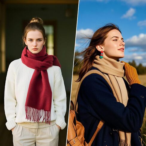 Wool Scarf for Men and Women, Elegant Lightweight Wool Wrap Shawl, Unisex Warm Winter Womens Mens Scarves in Saudi Arabia