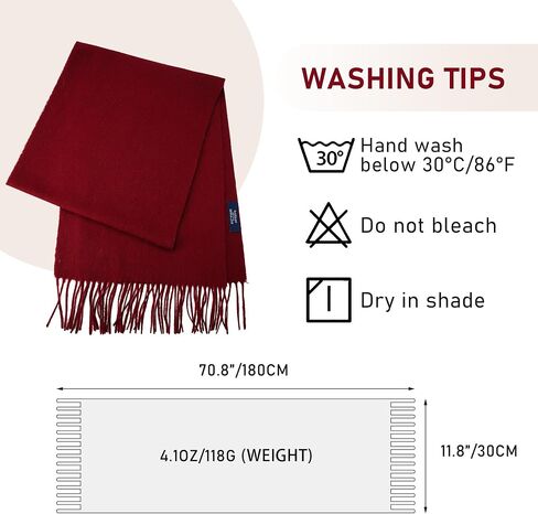 Wool Scarf for Men and Women, Elegant Lightweight Wool Wrap Shawl, Unisex Warm Winter Womens Mens Scarves in Saudi Arabia