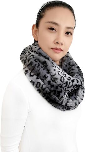 Lina & Lily Leopard Animal Print Women's Winter Infinity Scarf Double Loop Faux Fur in Saudi Arabia