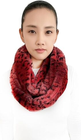 Lina & Lily Leopard Animal Print Women's Winter Infinity Scarf Double Loop Faux Fur in Saudi Arabia