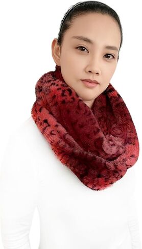 Lina & Lily Leopard Animal Print Women's Winter Infinity Scarf Double Loop Faux Fur in Saudi Arabia
