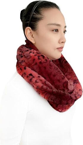 Lina & Lily Leopard Animal Print Women's Winter Infinity Scarf Double Loop Faux Fur in Saudi Arabia