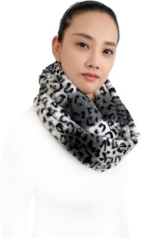 Lina & Lily Leopard Animal Print Women's Winter Infinity Scarf Double Loop Faux Fur in Saudi Arabia