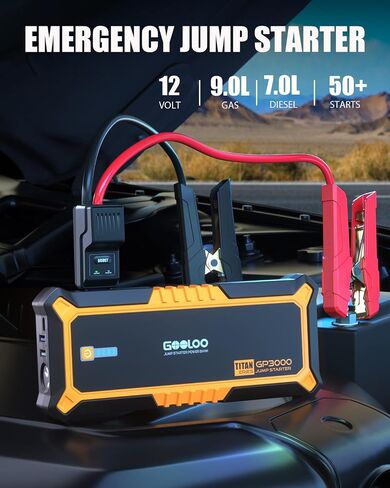 GOOLOO GP3000 3000A قفزة قفزة ، بداية بطارية بطارية 12 فولت لما يصل إلى 9.0 لتر محركات الغاز و 7.0L ديزل ، Supersafe Lithium Jump Box Buoster Pack in Saudi Arabia