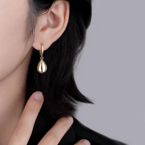 SLUYNZ 925 Sterling Silver Teardrop Dangle Earrings for Women Teens Waterdrop Dangle Earrings Drop Chunky Earrings in Saudi Arabia