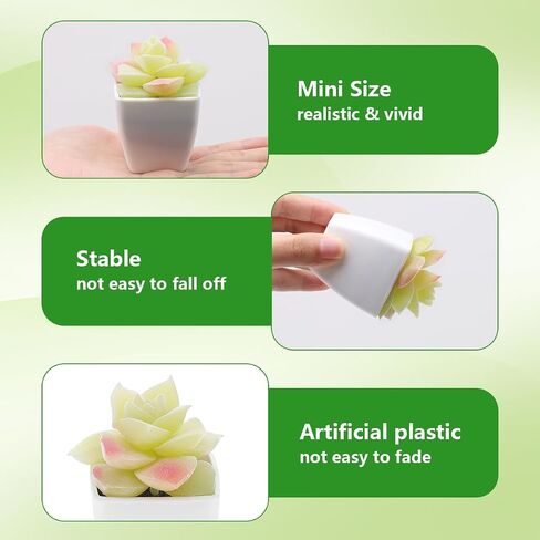 9 Pcs Artificial Succulents Plants in White Pot Small Fake Succulent Echeveria DIY Home Office Indoor Bathroom Living Room Decoration in Saudi Arabia
